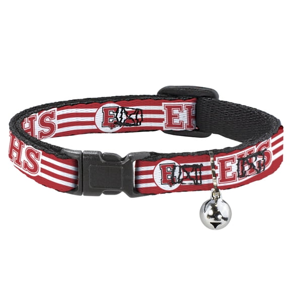 Disney Breakaway Cat Collar With Bell, Plastic Clip, Easy Adjustable, High School Musical East High School EHS Wildcats Stripe Logo, 8.5 to 12 Inches 0.5 Inch Wide