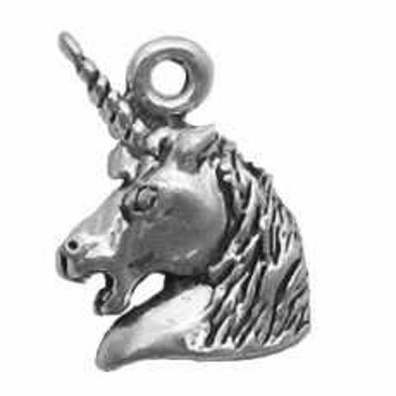 Sterling Silver 16" .8mm Box Chain Mini Unicorn Head Pendant Necklace