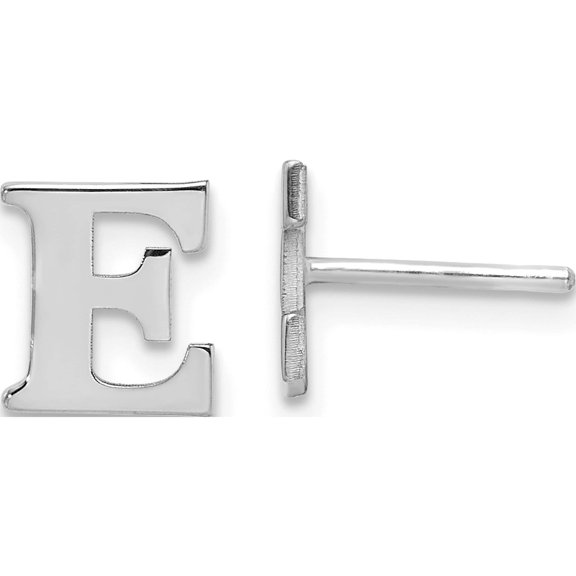 Sterling Silver Rhodium-Plated Letter E Initial Post Earrings Made In United States xne46ss/e