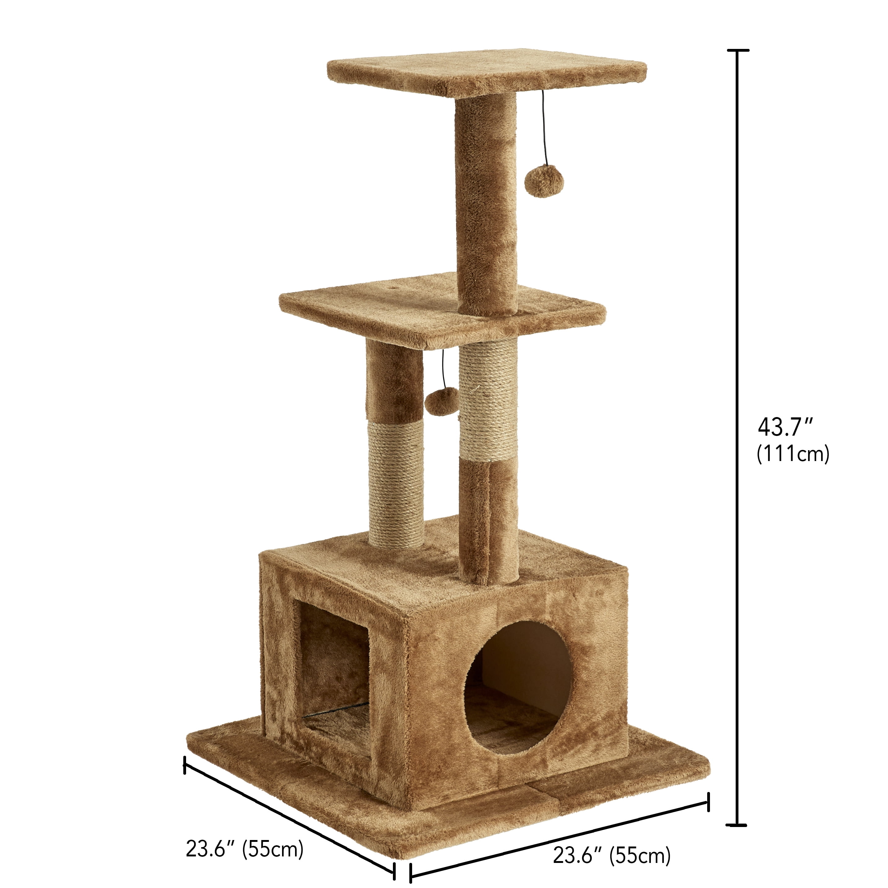 Two by Two Willow 43.7-inch Cat Tree, Cat Tower, Scratching Post, Perch & Playground