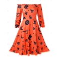 thumbnail image 3 of Vestido vintage con estampado de calabaza y hombros descubiertos de talla grande con chaleco Rosegal  Sudaderas y sudaderas con capucha, 3 of 5
