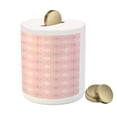 thumbnail image 3 of Geometric Piggy Bank, Diamond Shaped Enlarging Forms Rhombus with Simple Striped Lines Image, Ceramic Coin Bank Money Box for Cash Saving, 3.6" X 3.2", Pale Pink, by Ambesonne, 3 of 4