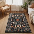 thumbnail image 4 of Lahome Decor 3'x5' Boho Bird Area Rugs,Floral Rug for Living Room Machine Washable,Soft Indoor Carpet,Non-Slip Low Pile for Bedroom Entrance Kitchen Office,Black, 4 of 9