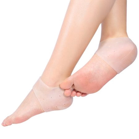 WALFRONT 1 Pair Plantar Fasciitis Heel Sock Gel Heel Sleeves Pads Bruised Foot Cracked Heels for Women