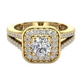 thumbnail image 4 of Round Brilliant Diamond Cushion Halo Rings for Women Split Shank14K Gold 1.10 Carat (H,SI1), 4 of 5