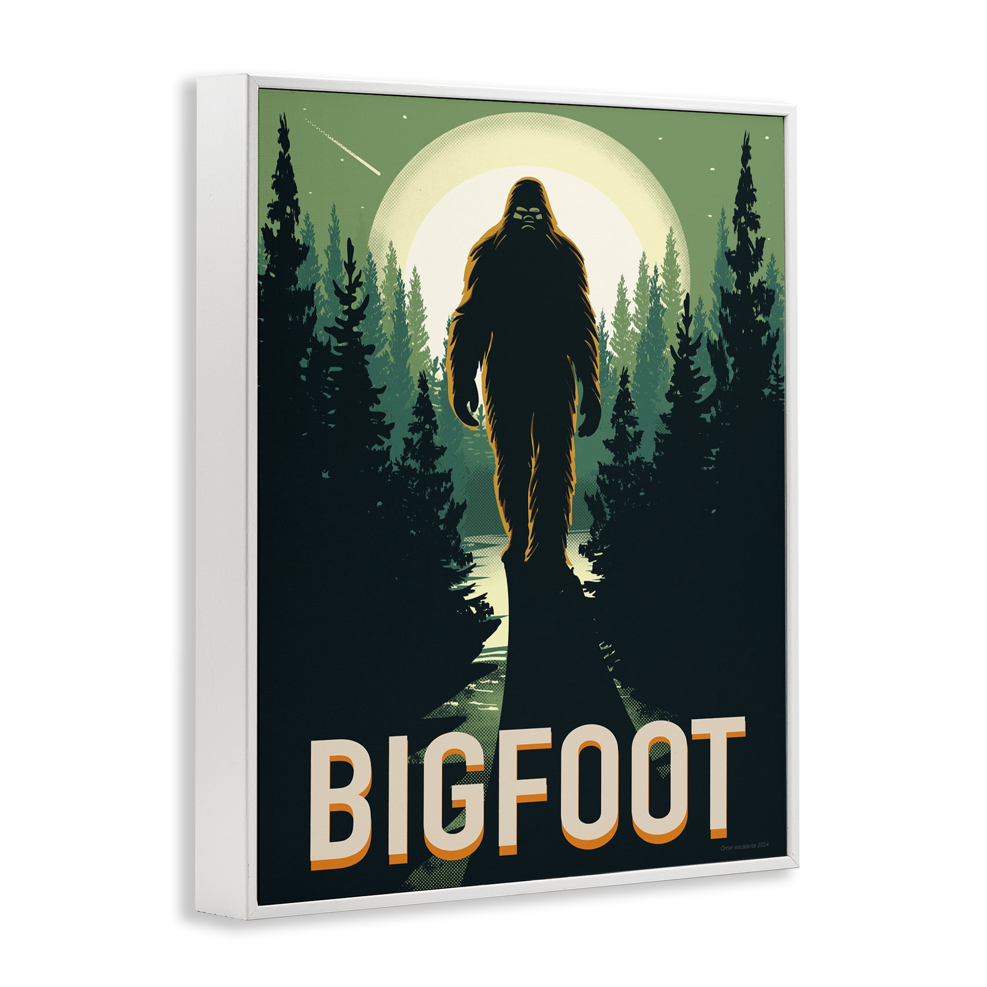 Stupell Industries Cryptid In The Woods White Framed Giclee Art, design by Omar Escalante