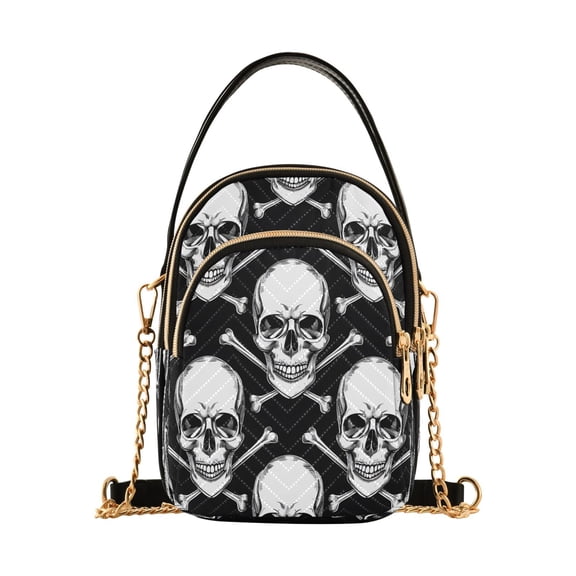 ALAZA Chain Crossbody Bags for Women Skull Head Shoulder Handbag Phone Purse