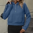 thumbnail image 4 of VISALY Half Zip Pullover Tunic Sweatshirt Womens Half Zip Sweatshirts Cropped Hoodies Quarter Zip Up Pullover Sweaters Fall Outfits Winter Clothes Casual Sweaters Tunic Sweater Fall Sweatshirts Navy L, 4 of 7