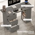 thumbnail image 4 of HOMCOM Bureau d'Ordinateur avec Étagères de Rangement à 3 Niveaux, Bureau de Bureau à Domicile, Gris, 4 of 10