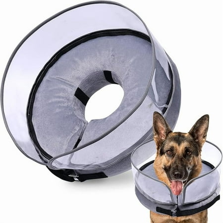 XUET Dog Cone Inflatable Dog Cone After Surgery for Large Breeds Soft Surgery Collar with Enhanced Anti-Licking Guard Shield for Pets Patented Protective Donut Collar