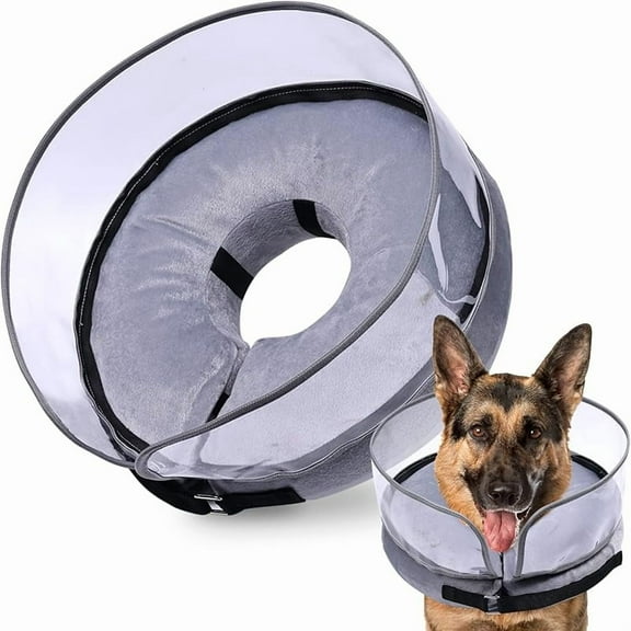 XUET Dog Cone, Inflatable Dog Cone After Surgery for Large Breeds, Soft Surgery Collar with Enhanced Anti-Licking Guard Shield for Pets, Patented Protective Donut Collar