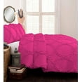 thumbnail image 2 of DNG Creations 1 Piece Ruffle Ribbon Design Comforter ( Oversized Queen Size ) Ultra Soft All-Season 550 GSM 800 Threads Count,100% Egyptian Cotton - Solid Hot Pink Colour, 2 of 5