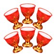 thumbnail image 3 of KAKOWELY 6 copas de adoración, copas de ofrenda para templo budista, decoración de copas de agua, copas de vino pequeñas y delicadas., 3 of 5