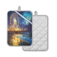 thumbnail image 2 of BZSMCE Pot Holder Oven Mitts Cooking baking Wonderful Ferris Wheel Creative Pattern Size:7x9.8in, 2 of 7