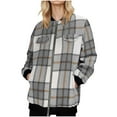 thumbnail image 3 of Winter clothing for women Plus Size Plaid And Striped Mid Length Long Sleeve Pocket Zip Coat For Comfortable Everyday Wear, 3 of 8