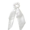 thumbnail image 2 of Ribbon Bow Hair Tie - Elegant Silky Satin Scrunchie for Women, Ponytail Accessory, Soft Non-Damaging Elastic Hair Tie, White Color, Stylish Bow with Long Ribbon, Secure Hold, Light Makeup Organizers, 2 of 4