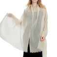 thumbnail image 5 of Lumtrix Vintage Scarf Fringed Edges Lightweight Breathable Wrap Sheer Daily Outdoor Shawls Beige One Size, 5 of 6