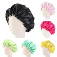 thumbnail image 3 of Solid Color Kids Adjustable Reversible Night Sleep Bonnet Shower Hair Care Cap, 3 of 10