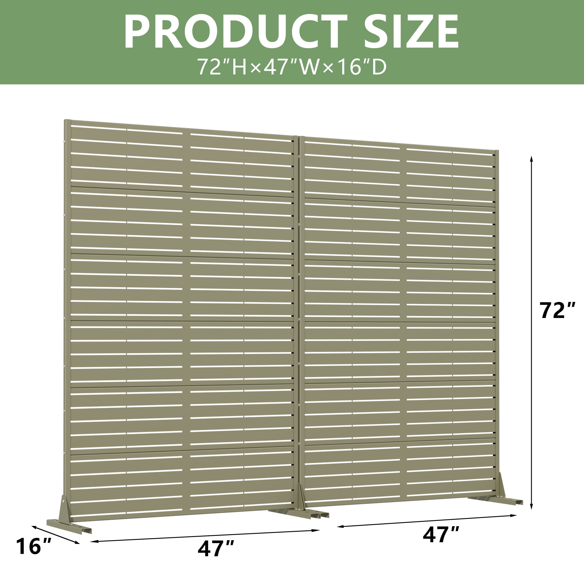 Metal Privacy Metal Screen Fence Panel Set of 2