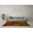 thumbnail image 3 of Ahgly Company Machine Washable Indoor Rectangle Oriental Yellow Modern Area Rugs, 5' x 7', 3 of 4