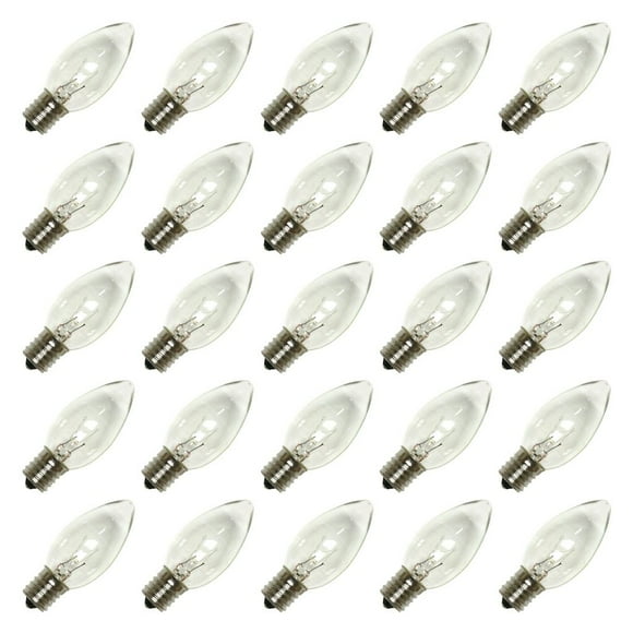 LiteSource 00901 - C9 Intermediate Screw Base Clear (25 pack) Christmas Light Bulbs