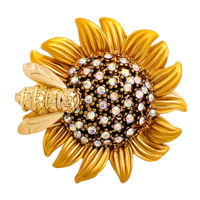 Pin de solapa con flor de sol Sunnimix Amarillo Broche