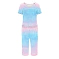 thumbnail image 6 of snilers Womens Lounge Set Short Sleeve V Neck T Shirts and Capri Pants 2 Piece Pajama Set Fashion Casual Sleepwear Matching Pjs Set, 6 of 6