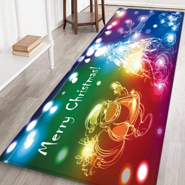 Christmas Mats and Rugs Flannel Fabric Non Slip Rubber Backing Absorbent Bath Rug Home Kitchen Floor Mat