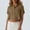 #442-Brown, variant on TaTaai Women's Short Sleeve Crop Shirt with Button-Down Collar, Patch Pockets, Rolled Tab Sleeves, and Casual Modern Fit Gift