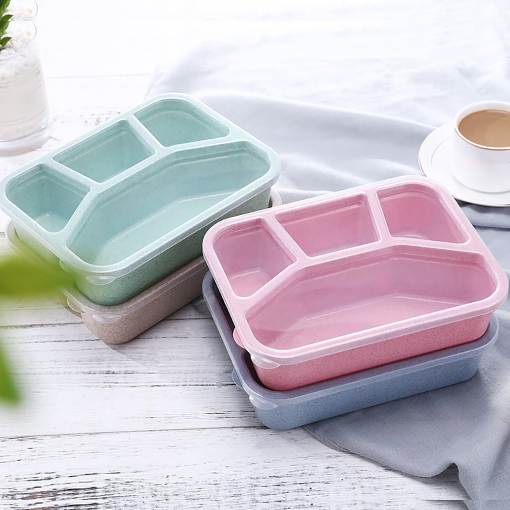 4-Compartment Bento Lunch Box Set, Meal Prep Containers with Airtight Lid, Stackable Food Storage for Kids & Adults, Microwave & Dishwasher Safe, 4 Pack