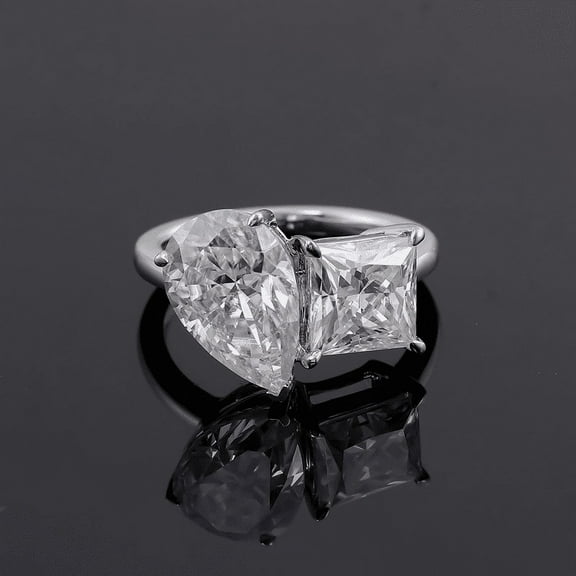 Veda Jewel 2.1 Ct Pear Cut Diamond Ring - 14K White Gold Plated Two Stone Engagement Ring - Simple Design for Women - A Perfect Choice for Celebrating Your Love - Make Every Moment Memorable
