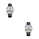 thumbnail image 1 of Minnieouse Reloj mecánico de acero inoxidable para hombre, correa de cuero analógica, reloj de luminoso de negocios ajustable fácil de tipo 5 2piezas, 1 of 6