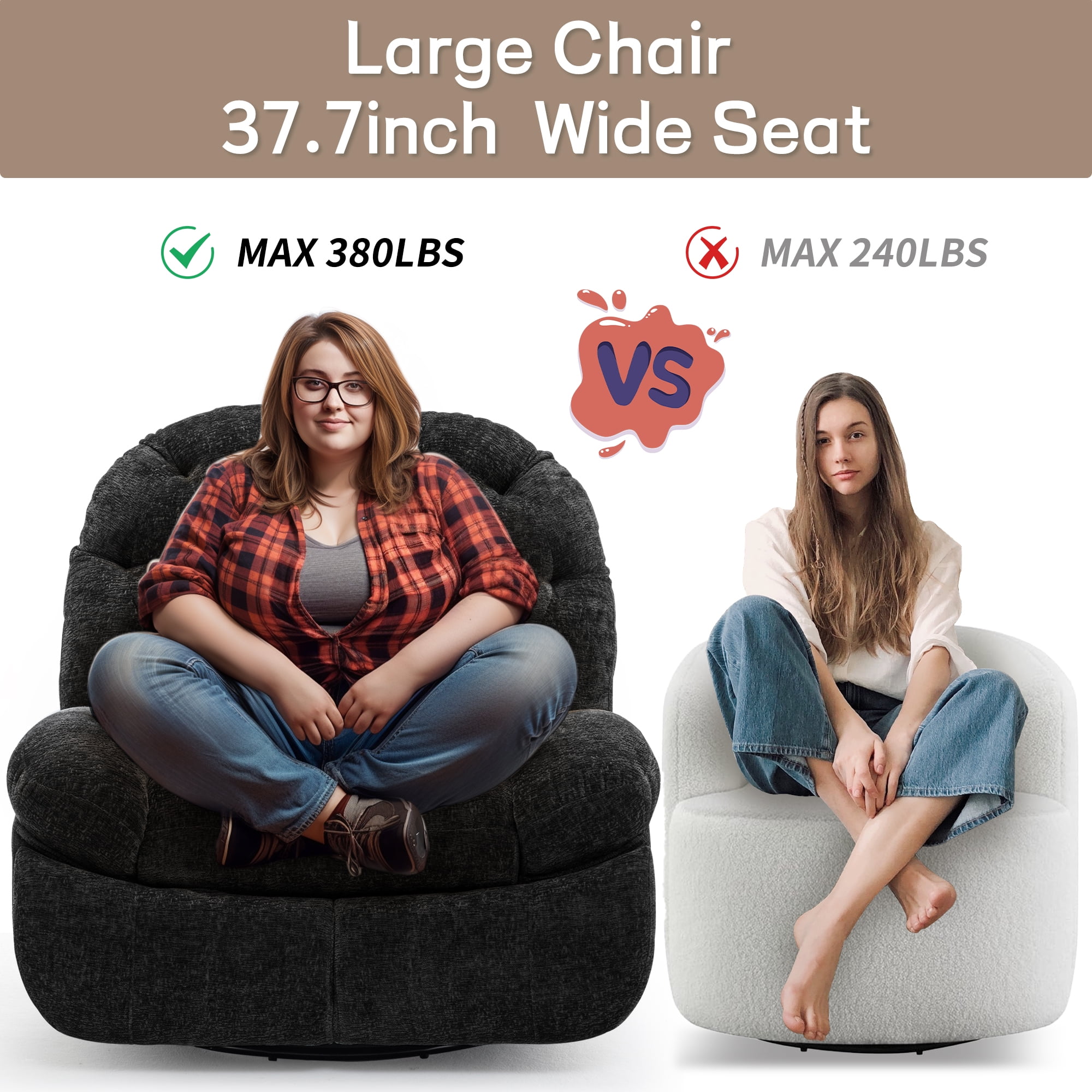 Korser Power Swivel Rocker Recliner Chair with USB Ports Chenille for Living Room,Black
