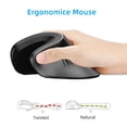 thumbnail image 2 of Vertical Mouse Sans Fil 2,4G Conception Ergonomique Mouse 2400DPI Batterie Réglable Optique Esports Mouse Forte Compatibilité Prend en Charge Windows/Linux/Mac OS Convient aux Ordinateurs et Portables, 2 of 8