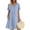 Light Blue, variant on Women's Plus Size Cotton Linen V-Neck Button Down Short Sleeve Shift Dress with Pockets Summer Casual