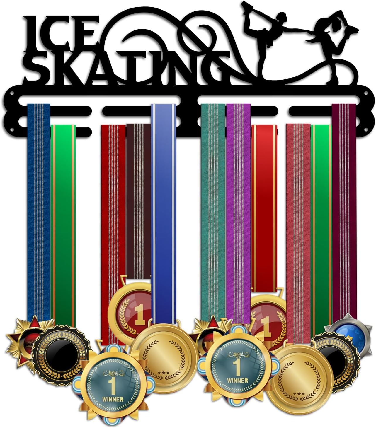 Gymnastics Medal Hanger Medal Display Holder Hanger 17 Hooks Metal Medal Rack Frame Sport Awards Ribbon Holder Personalized Wall Mount Tiered Award Rack for Medals Athletes Men Women 1set