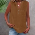 thumbnail image 2 of Nestiefly Gauze Tank Tops for Women V Neck Sleeveless Cotton Linen Tops Summer Dressy Casual Work Blouses Boho Top Brown S, 2 of 6