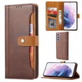 thumbnail image 2 of Brown Samsung S22 Ultra Leather Case with Calf Leather Pattern and Card Protection, 2 of 5