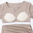 thumbnail image 4 of FUYUDY Women T Shirt Summer Seamless Workout Yoga Tee For High Performance Slim Fit V Neck Solid Color Athletic Shirt Stretchy Wicking Breathable Comfortable Female Top For Everyday Wear,Beige,M, 4 of 5