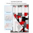 thumbnail image 4 of No Hook Shower Curtain with Snap-in Liner, Red Black Geometric Waterproof Fabric Bathroom Curtains, Modern Abstract Art Block Bath Curtains & Mesh Top Window Stand Up Stall 36"x72", 4 of 9