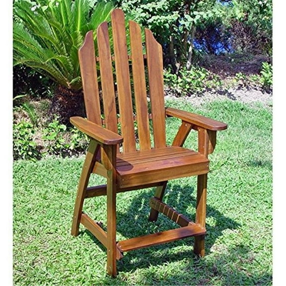 Maykoosh Bar Chairs Set of 2 - Acacia Hardwood Outdoor Bar Stools - 24" Seat Height - Brown Finish