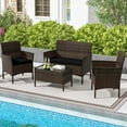 thumbnail image 4 of Costway 4 PCS Patio Furniture Set with Washable Cushions and Tempered Glass Coffee Table Black, 4 of 10