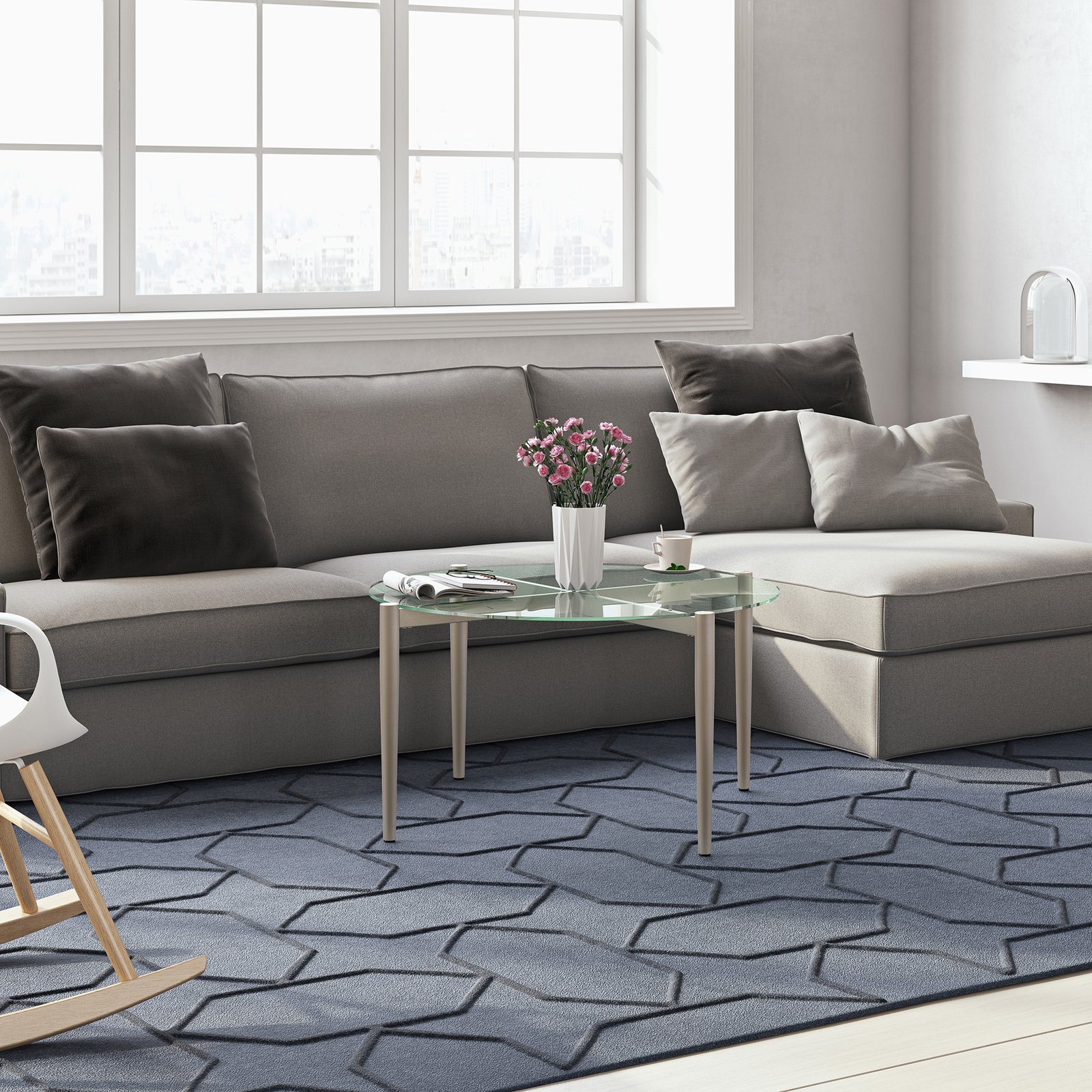 Evelyn&Zoe Kadmos 36'' Wide Round Coffee Table, Brass