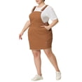 thumbnail image 4 of Agnes Orinda Women's Plus Size Denim Overall Dress Adjustable Strap Casual Denim Suspender Dress 3X Brown, 4 of 6
