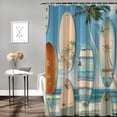 thumbnail image 2 of BCIIG Surfboards Palm Trees Bathroom Decor Set with Hooks, Colorful Luxurious Graphic Print Polyester Fabric Fashion Shower Curtain, Home Bathtubs Decoration, Waterproof, Machine Washable 60x72, 2 of 7