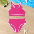 thumbnail image 4 of CAICJ98 Girls Swimsuits 2 Piece Bathing Suit Bikini Set Beach Sporty Color Block Girls' Swimwear (10-11 Years,Hot Pink), 4 of 7