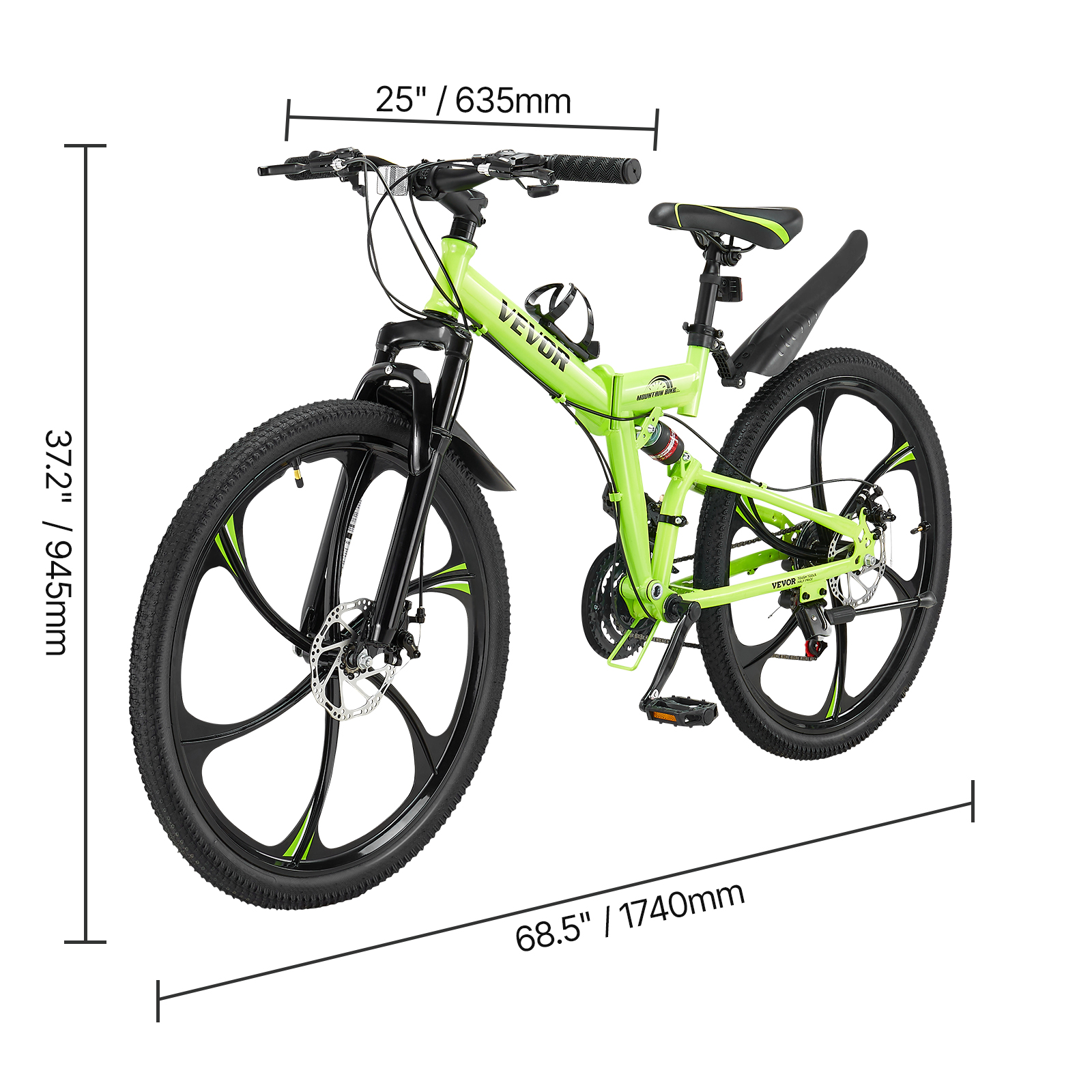 VEVOR 26-inch Collapsible Mountain Cycle, MTB Bike featuring Comprehensive Shock Absorption, 21-gear Transmission, Cushioned Seat, Disk Braking System