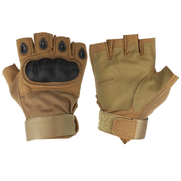 Guantes sin dedos Uxcell para trabajo al aire libre, guantes de medio dedo, guantes transpirables para entrenamiento, color marrón M