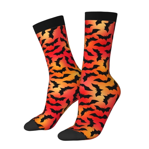 Balery Flying Black Bat Calcetas Largas con Estampado para Hombre y Mujer – Suaves y Transpirables, Talla Única (US 5-11)