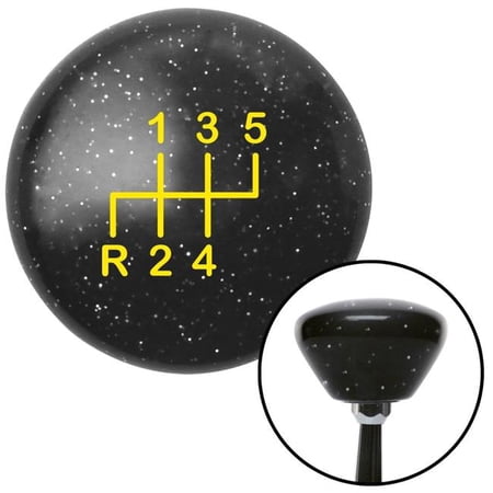 American Shifter Yellow Shift Pattern 16n Black Retro Metal Flake Shift Knob with M16 x 1.5 Insert